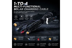 4 in 1 MC4 Solar Charging Cable MC4 to XT60 High Current Battery Plug DC5521 Wire for Portable Power Station Solar Panel