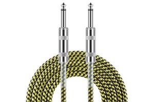 Heavy Duty Electric Guitar Cable 6.35mm TS Mono Audio Cord with Noise Suppression - 3/6/10 Meters for Bass Amp & Pedalboard