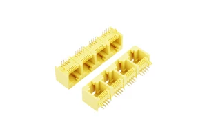 Super March High Quality 6p6c 1x1 Port RJ45 Modular Jack LCP Material Electro Plated Yellow Magnetics Ethernet Connectors