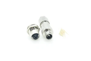 Industrial 10Gb LAN 8 Pin M12 X Code Connector Round Metal Cable Mount DIN Type for Power Applications