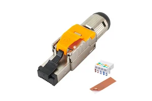 Shielded Male Tool Free 8 Pin Ethernet RJ45 Network Cable Connector Module Toolless RJ45 8P8C Modular Plug for Cat8