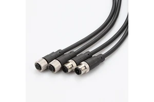 M12 Aviation Plug Connector with Cable, Straight and Right-Angle Male-Female Connector, 3 4 5 8 12 17 P Sensor Connection Cable