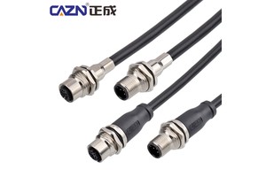 M12 Male Female Socket Shielded PVC Cable Wiring Harness 1M 2M 5M Length Brass Contact Material Product Category Connectors