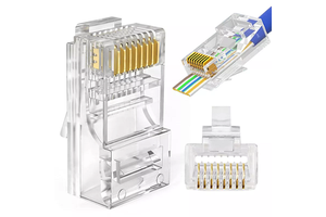 RJ45 Connector 8p8c Modular Plug UTP Pass Through Ethernet Cat5e Copper PC