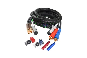 VIT JU 15ft 3 in 1 Trailer Air Line Hose Wrap Assembly with 7 Way Electrical Cable ABS & Power Air Line for Truck Spare Parts