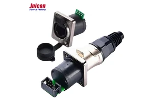 Jnicon 8Pin IP65 Male RJ45 Plug Cable Industrial Female Connector CAT6 Ethernet Cable Drag Chain Cat 5e RJ45 Signal Connector