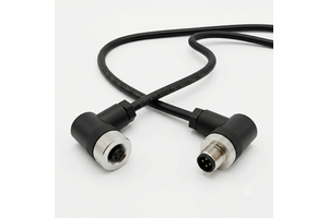 IP67 22AWG M12 4-Pin A-Coded Right-Angle Male to Female Waterproof Cable Assembly for Industrial Sensor PLC Automation