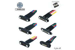 4 Pin Waterproof Pogo Pin Magnetic Connector with Mounting Hole Male Female Spring Loaded Magnetic Pogo Pin Cable
