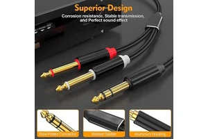 1 6.35 MM 6.35MM to 2 6.35 MM 6.35MM Stereo Y Splitter Audio Jack Guitar Cable Plug 1/4 Inch 6.35MM TRS Male to 2x 6.35MM Cable