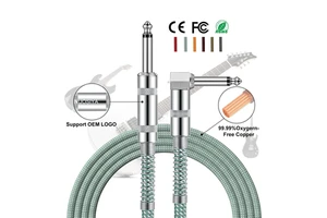 Factory Custom Length Right Angle Plug Braided Guitar Audio Instrument 6.35mm Cable OEM for Electric Classical Guitar Cable