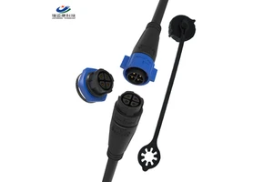 Quick Lock M19 4Pin Harsh Environment Waterproof Cable Connectors IP68 UV Proof for Outdoor Wind Turbine Applications