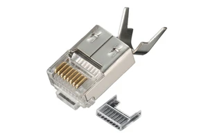 YBO Cat7 Gold-Plated Transparent 8P8C RJ45 Ethernet Terminal Shielded Modular Plug FTP 8-core Cable Connector ISO9001 Certified
