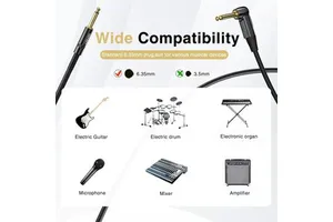 LEKATO 10ft Professional TS Braided 1/4" Electric Guitar Cable Exclusive Mute Plug for Bass Players Musical Instrument Accessory