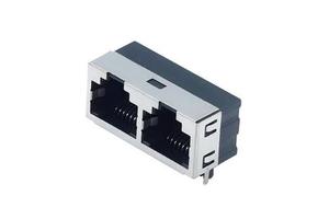 Factory Direct 1*2 Port RJ45 Ethernet Connector Shielded 8P8C Copper Contact ABS Housing PCB Network Jack RoHS Compliant