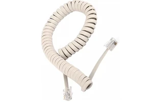 Desk Phone Handset Cable 4P4C RJ11 Coiled Phone Handset Cable Flat Black Spiral Cable with 4-inch Lead and 6-foot Length