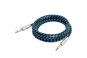 10ft Colored Braided Electric Guitar Fret Cable 1/4-inch Mono Plug Foil Shielded Nylon Jacket PVC Compatible Audio Video