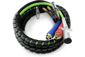 15ft 3 in 1 ABS & Power Air Line Hose Wrap 7 Way Electrical Cable with Handle Grip for Semi Truck Trailer Tractor
