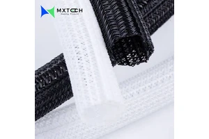 Self-Closing Braided Wrap SW2202 PET Wire Loom ≥25% Overlap UL94 V1 Gasoline Resistant Cable Sleeve for Auto Engine Harness