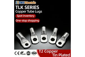 CNXI High Quality Tinned T2 Copper Tube Wire Connecting Crimping Ring Terminals TLK Series Automotive Use Electrical Cable Lugs