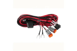 Custom Automotive Assembly 2 LED Lights Wiring Harness with 12V Rated Bare Copper Conductors PBT Insulation Automotive Connector
