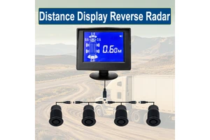 IP67 Ultrasonic Reverse Sensor Kit 3.5 Inch Display 4 Digital Radar Probes 5M Range 4-Pin Aviation Cable for School Bus OEM/ODM
