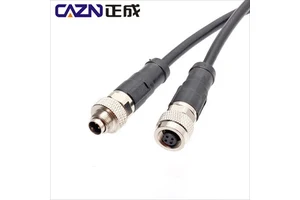 Waterproof Male Female Right Angle Connector Overmolded Cable M9 a Code 2 3 Pin Plug With Shielded Un-shielded PVC PUR Wire