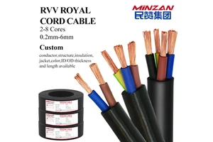 MiNZAN Wholesale Copper 2 3 4 5 Core Electric Cable Wire Multicore RVV NYY, 0.75 1 1.5 4 6 Mm H05vvf Power Cord Cables