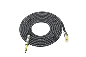 3 Meters/ 10 Feet Musical Instrument Audio Guitar Cable Cord 1/4 Inch Straight to Right-angle Gold-plated TS Plugs