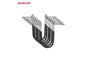 6pcs 6inch 1/4 Guitar Cable 6.35mm Ts Jack Audio Right Angle 15/30cm Instrument Patch Cables for Monitor Guitar Effect Pedals