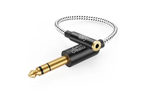 CableCreation 6.35mm 3.5mm Gold Plated Audio Cable 1/4 Male 1/8 Female Stereo Jack Aluminum Shell Nylon Braided Guitar Digital