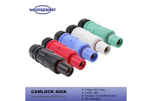 WOINSPODER 5PCS Set 600V 400A Cam Lock Inline Female Connector IP67 Watertight for 50-120sqmm (#6-4/0) Cable Extension