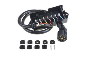 4/8FT Trailer Cord with Junction Box/Breakaway Switch/Plug Holder 7 Way Trailer Accessories RV Trailer Cable Kit