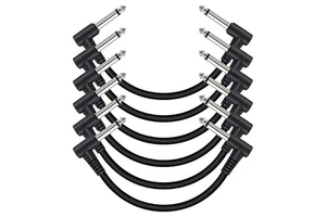 12 Inch Guitar Patch Cable Black Guitar Cables Pedal 1/4" TS Right Angle