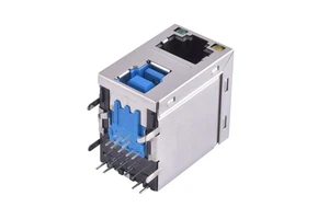 RJ45 Network Socket with TYPE-B USB3.0 Connector Two-In-One Copper Alloy Contacts 500V AC Withstand Voltage