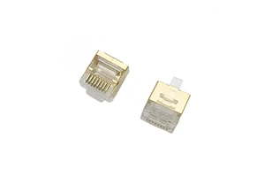 Coorle Hot Sale RJ45 Short-body Shielded 8P8C Male Network Flat Stranded Cable Gold Shell Boxed CN/GUA Made