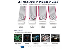 Custom JST XH PH 14 Pin Flat Ribbon Cable Wire Harness IDC Connector Gray Rainbow Cable For Electronic Equipment
