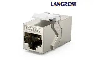 Full Metal Shielded Cat6A RJ45 Inline Coupler Female To Female Network Connector 10Gbps 500MHz Cat6A Keystone Coupler