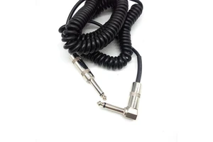 6.35mm Mono Phone Jack Instrument Coiled Curly Cord Cable for Guitar Bass