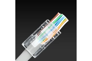 Pass Through RJ 45 Gold-Plated 3u Cat6/Cat5e Connector Toolless Ethernet Plug with Easy Snap-In Installation