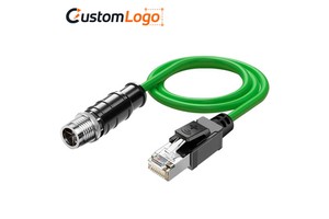 1Gbps / 10Gbps Industrial Grade RJ45 Plug X Coded 8 Pin Male Female Overmolded Connector Cat6A/Cat5E CE Certified