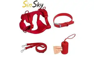 SinSky No Pull Tactical PVC Dog Harness And Leash Set Adjustable Dog Collar Personalized Luxury Dog Harness Set