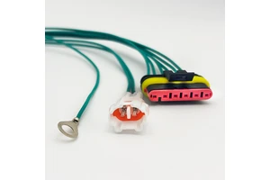 IP67 Waterproof PVC/PBT Insulated Multi-Connector Wiring Harness with Green Wires & Ground Ring Terminal for Automotive Sensors