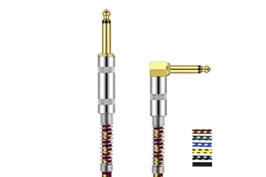 Factory OEM Premium 6.35mm Gold Plated Plug Musical Instrument TS Guitar Audio Cable Electric Guitar Cable Tweed Guitar Cable
