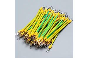 Custom 1mm 1.5mm2 Yellow Green Grounding Cable Wire Harness with Insulated Ring Type Terminals M3 M4 M5 M6 for Electronic Wiring