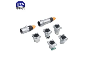 IP67 Waterproof RJ45 D Type Panel Mount Right Angle Straight Wall square Chassis Socket Audio Waterproof Connector XLR Computer