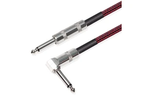 Custom wholesale 6.35mm 1/4 Inch mono 2 core audio angle 90 degree electric guitar bass nylon audio cable