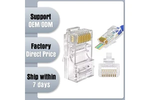 HS HS-RJ45 Gold Plated RJ45 Cat6 Connectors 8P8C Ethernet Network Plugs for Solid Copper UTP Cable OEM Orders