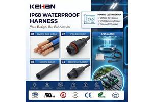 Custom 20AWG Bare Copper for Listed IP68 Waterproof Wiring Harness with Adapter Connector Silicone/PVC Jacket