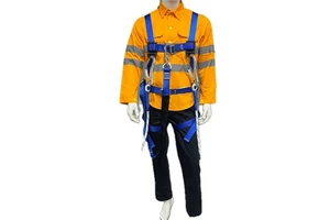 Industrial Safety Harness with Double Lanyards and Shock Absorber for Construction Roofing and Tower Maintenance Work