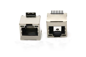 Vertical RJ45 Connector with Led Light Single Port RJ45 8P8C Socket Connector